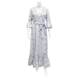 LUG VON SIGA Floral Embroidered Belted Maxi Dress Size EU 40 Approx US 8